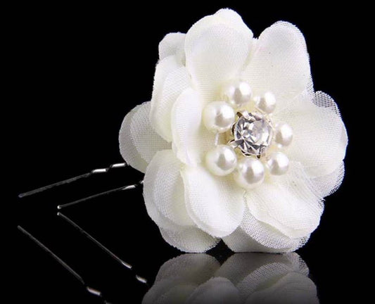 Ivory white round petals flower stick