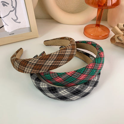 Thinly padded multi-coloured plaid headband