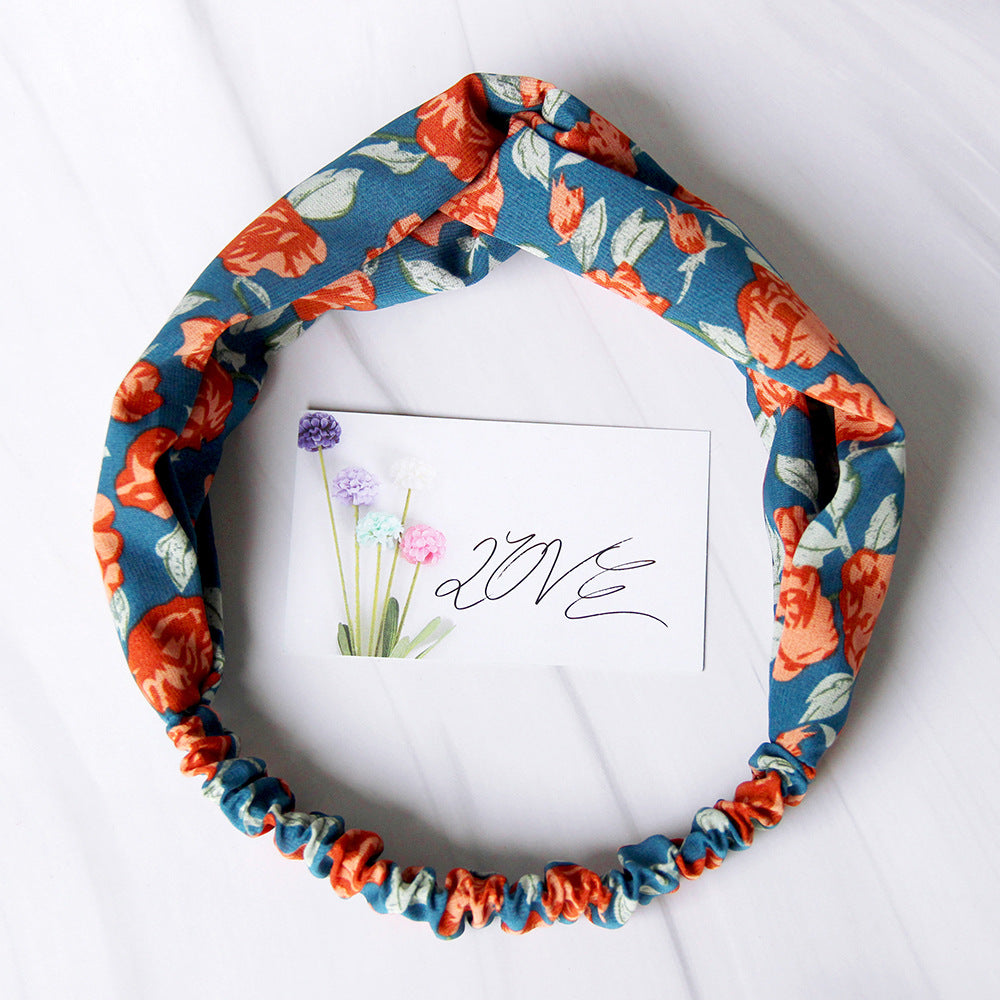Multi-coloured roses prints elastic headband