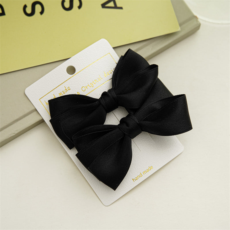 2-pack satin bow hair slide in black