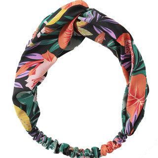 Twist front floral elastic headband