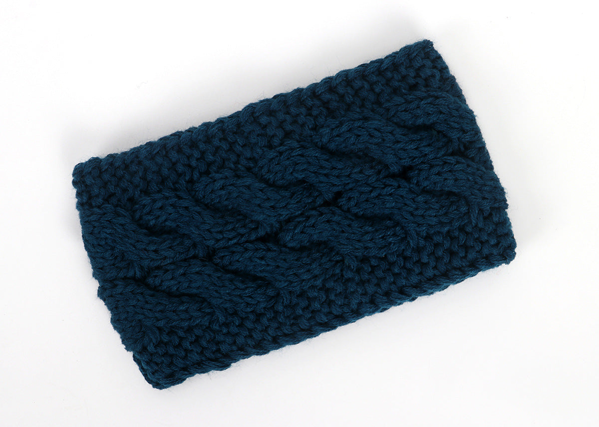 Double braids patterned knitted loop headband