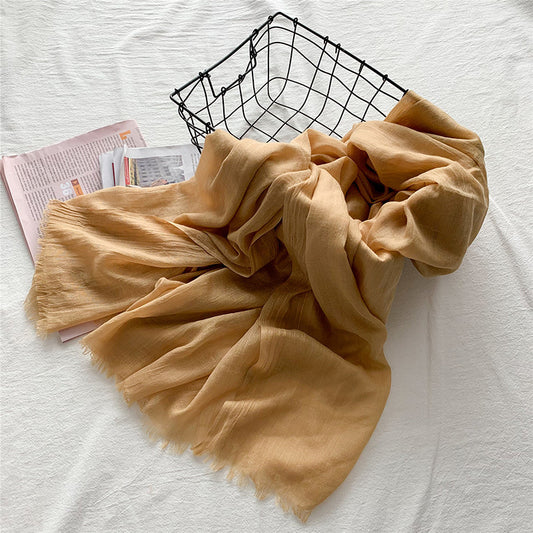 Fringed solid long scarf