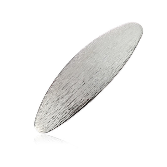 Flat oval barrette in brushed metal