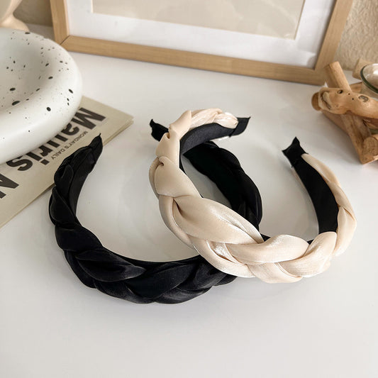 Braided top glossy organza headband