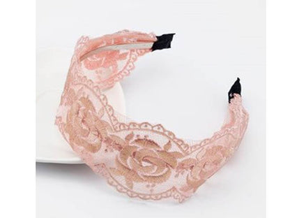 Golden thread & rose flowers lace headband