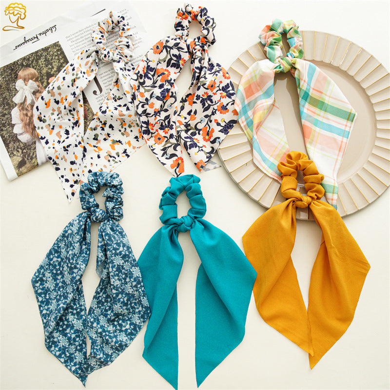 Plain and printed chiffon scrunchies with scarf