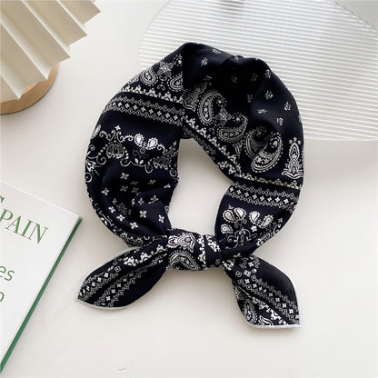 Paisley printed cotton square scarf