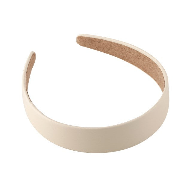 3cm wide leather headband in cream colour
