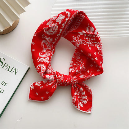 Paisley printed cotton square scarf