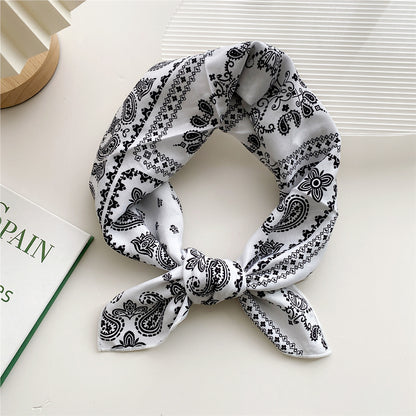 Paisley printed cotton square scarf