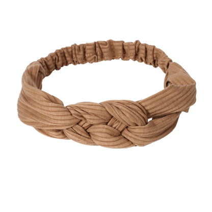 Braided front ribbed cotton elastic head band