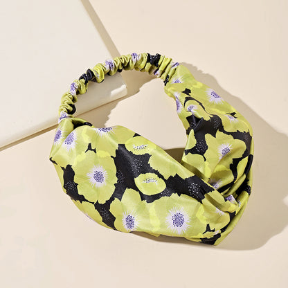 Large olive green flowers black thick elastic headband