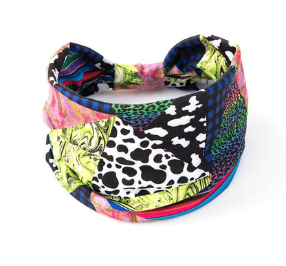 Multicoloured mixed animal prints 2-way bandanna headband