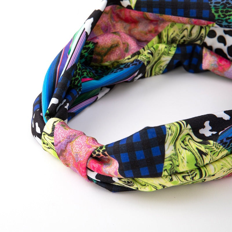 Multicoloured mixed animal prints 2-way bandanna headband