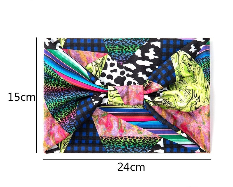 Multicoloured mixed animal prints 2-way bandanna headband