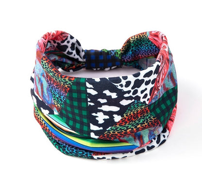 Multicoloured mixed animal prints 2-way bandanna headband