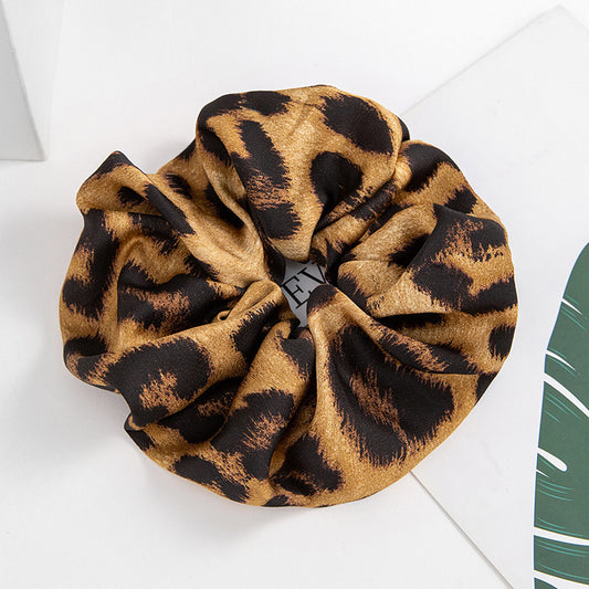 Extra-large Black Coffee leopard print scrunchies