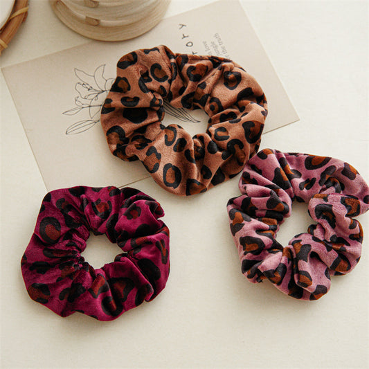 3-pack leopard print velvet scrunchies
