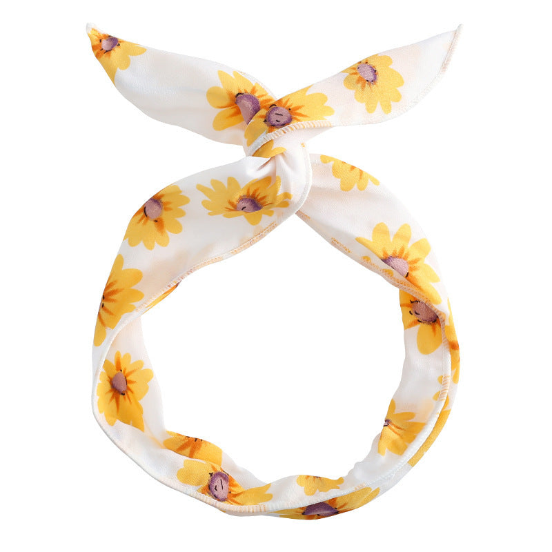 Sunflowers print chiffon twist hair scarf