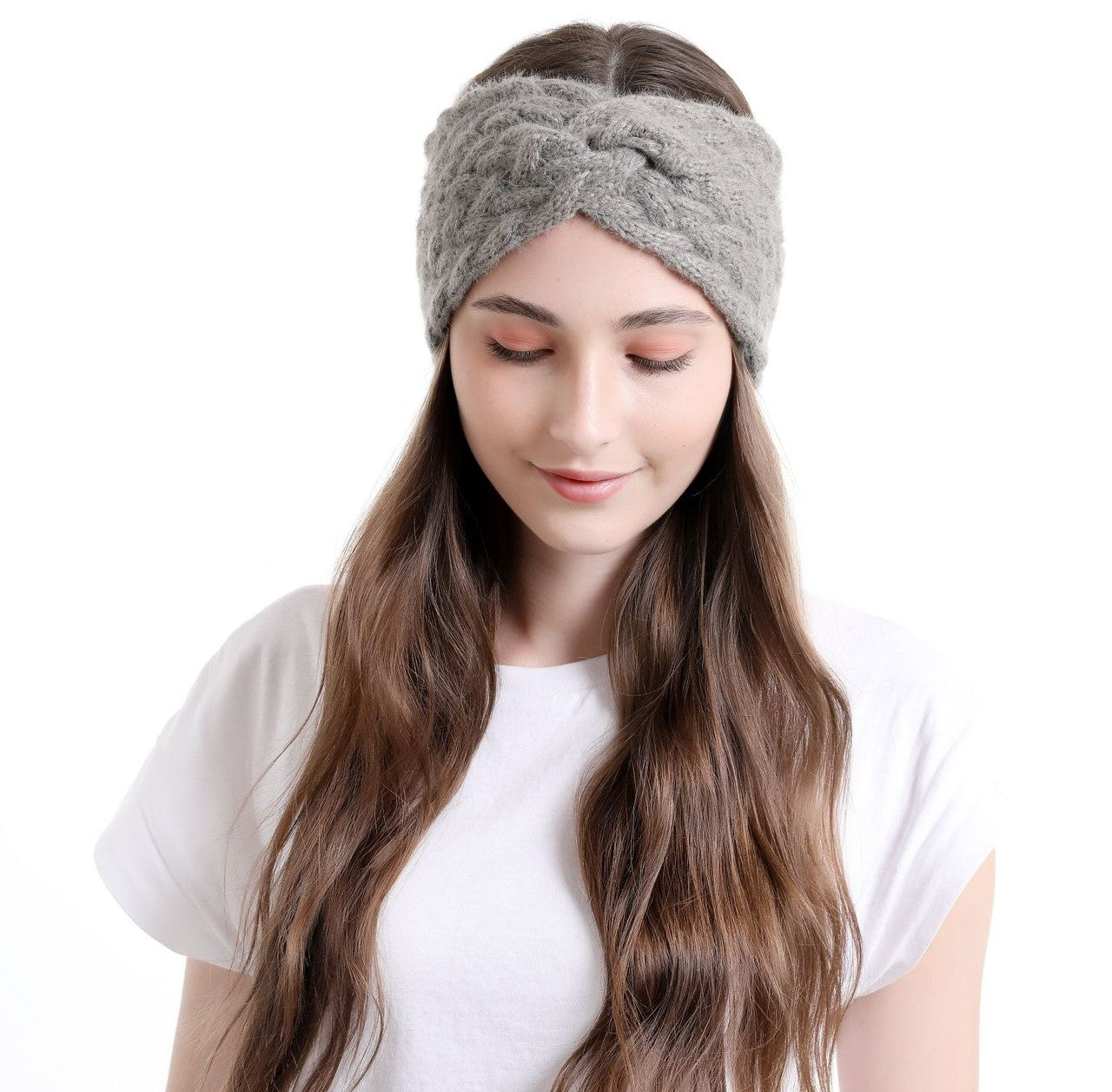 Braids patterned twist front knitted headband