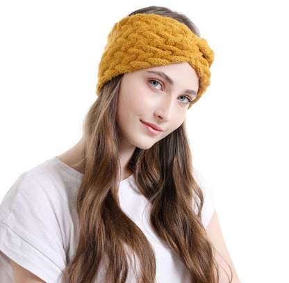 Braids patterned twist front knitted headband