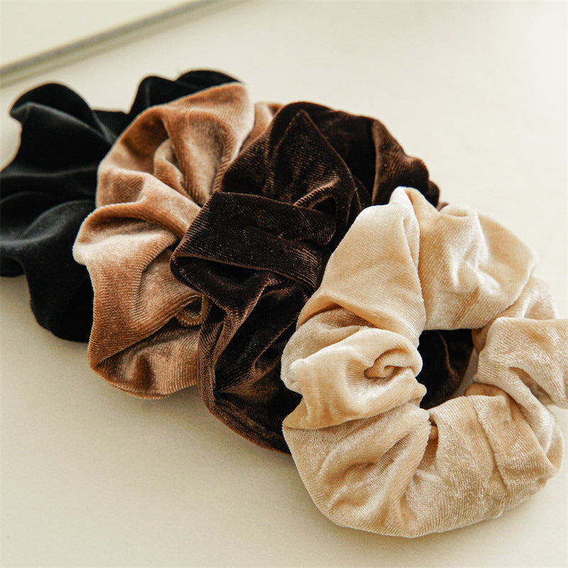 4-pack black brown velvet scrunchies