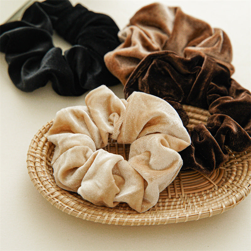 4-pack black brown velvet scrunchies