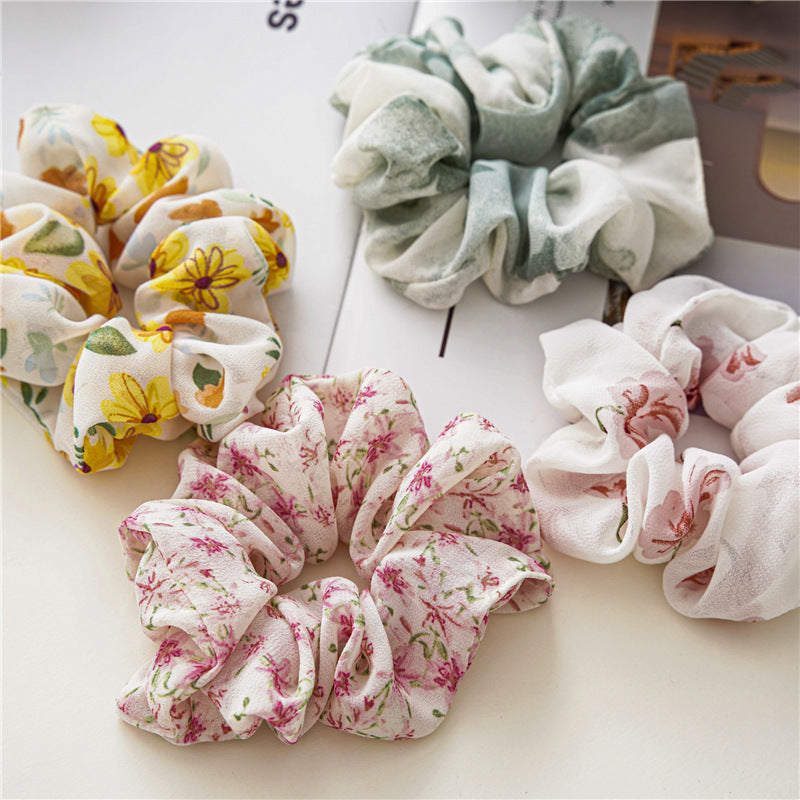 3-pack plain and printed chiffon scrunchies