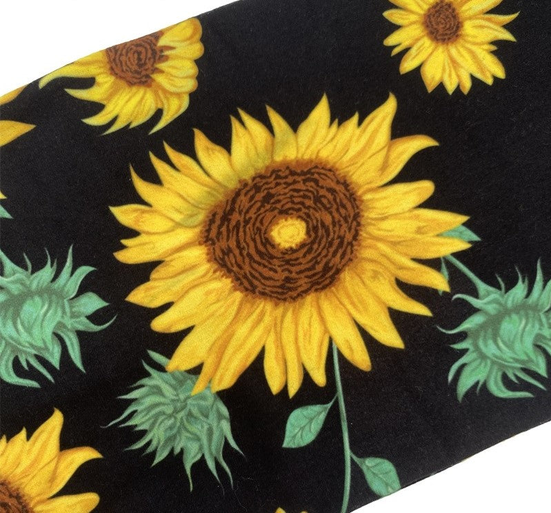 Sunflowers patterned extra-wide black loop hair band