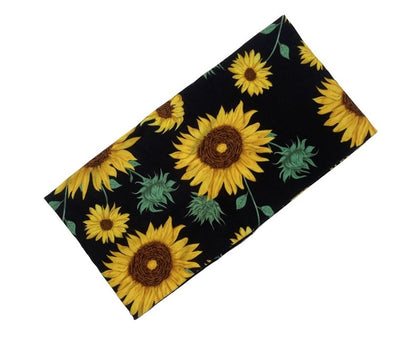 Sunflowers patterned extra-wide black loop hair band