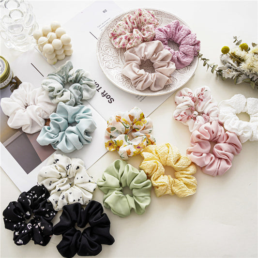 3-pack plain and printed chiffon scrunchies