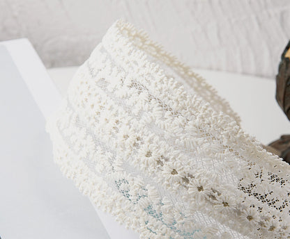 Floral lace headband in ivory white