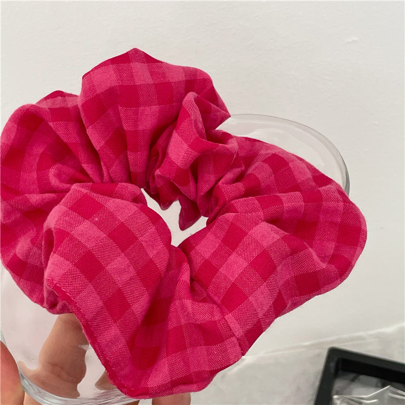 Gingham scrunchies in hot pink