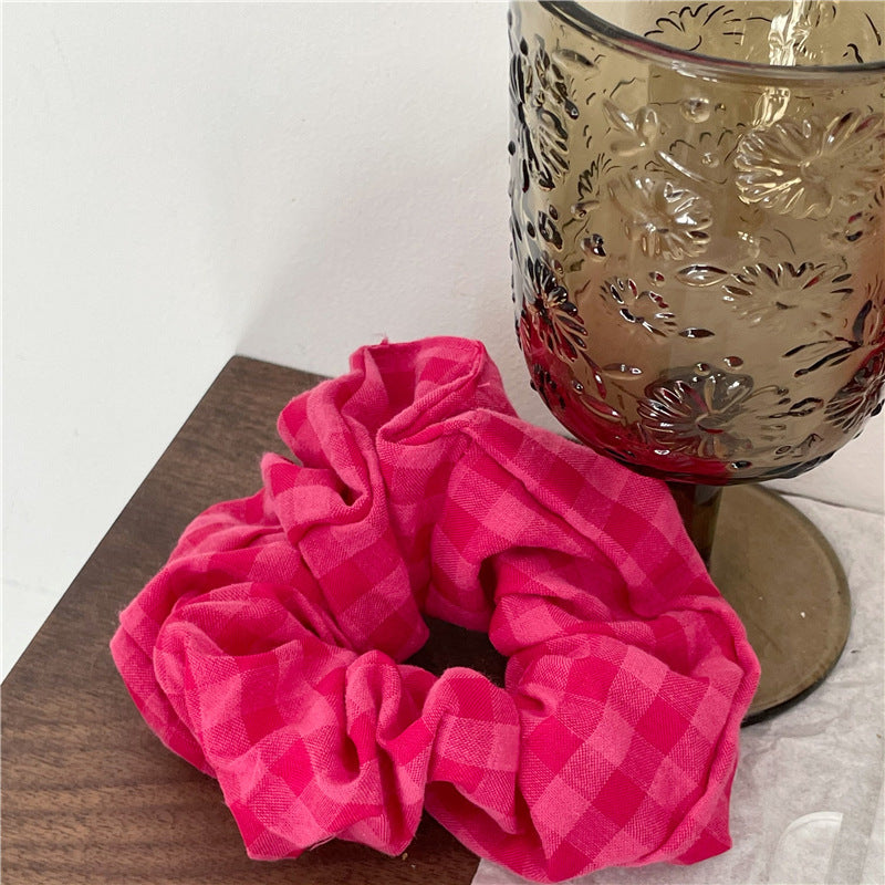 Gingham scrunchies in hot pink