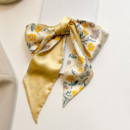 Chiffon long hair scarf in golden yellow