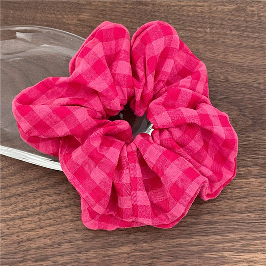 Gingham scrunchies in hot pink