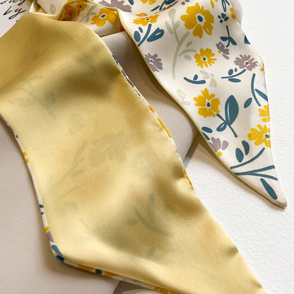 Chiffon long hair scarf in golden yellow