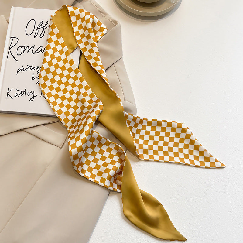 Chiffon long hair scarf in golden yellow