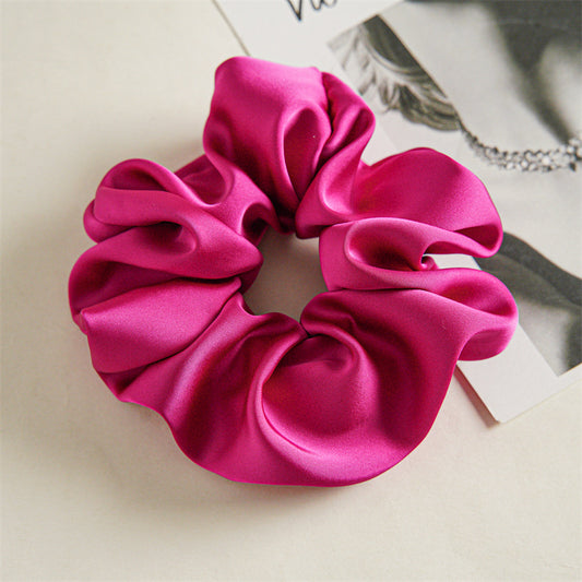 Hot pink thick satin scrunchies
