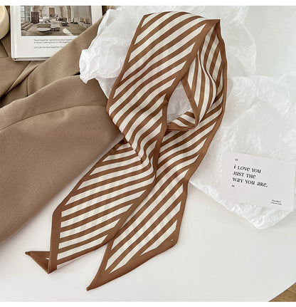 Chiffon long hair scarf in light brown