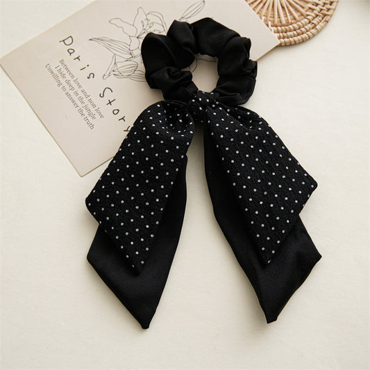 Black scrunchies with polka dots double layer scarf