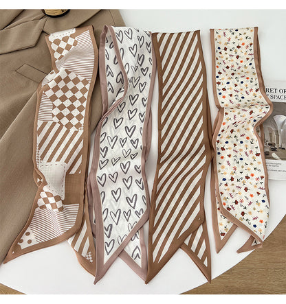 Chiffon long hair scarf in light brown