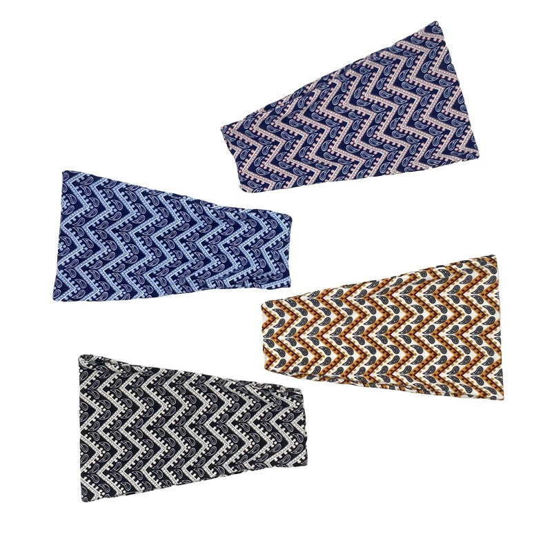 Sporty bandanna hair band in paisley and waves print