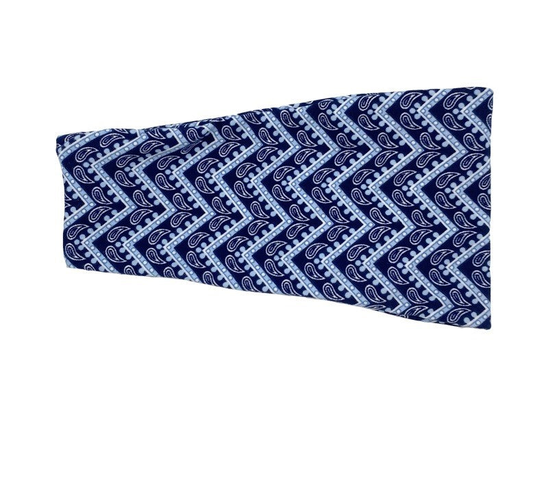 Sporty bandanna hair band in paisley and waves print