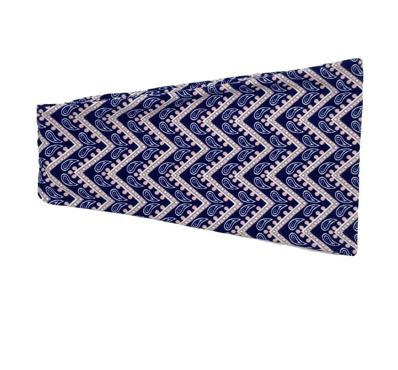 Sporty bandanna hair band in paisley and waves print