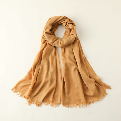 Fringed solid long scarf