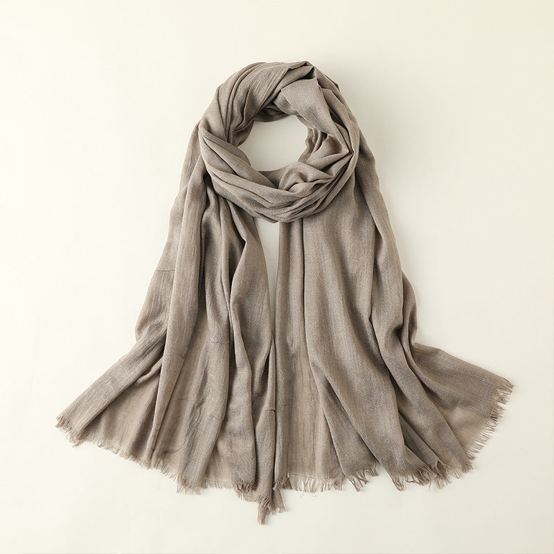 Fringed solid long scarf