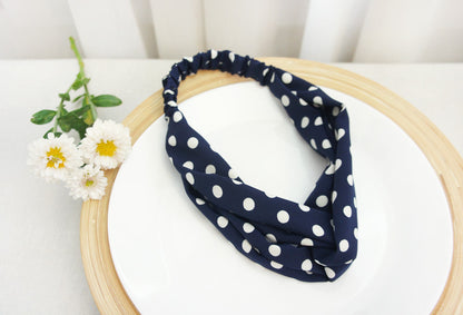 Twist front polka dots elastic headband
