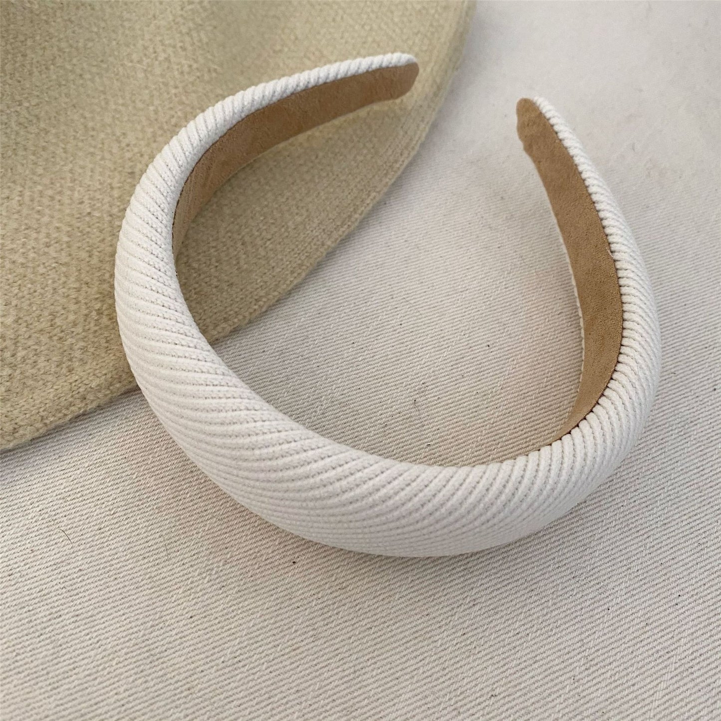 3-cm wide thinly padded plain corduroy headband